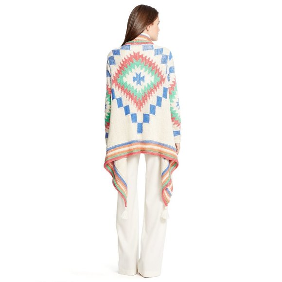 Lauren Ralph Lauren Southwestern Cardigan Sweater Geometric Intarsia S M $398 - Picture 3 of 11